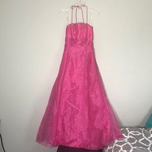 Hot pink prom dress.